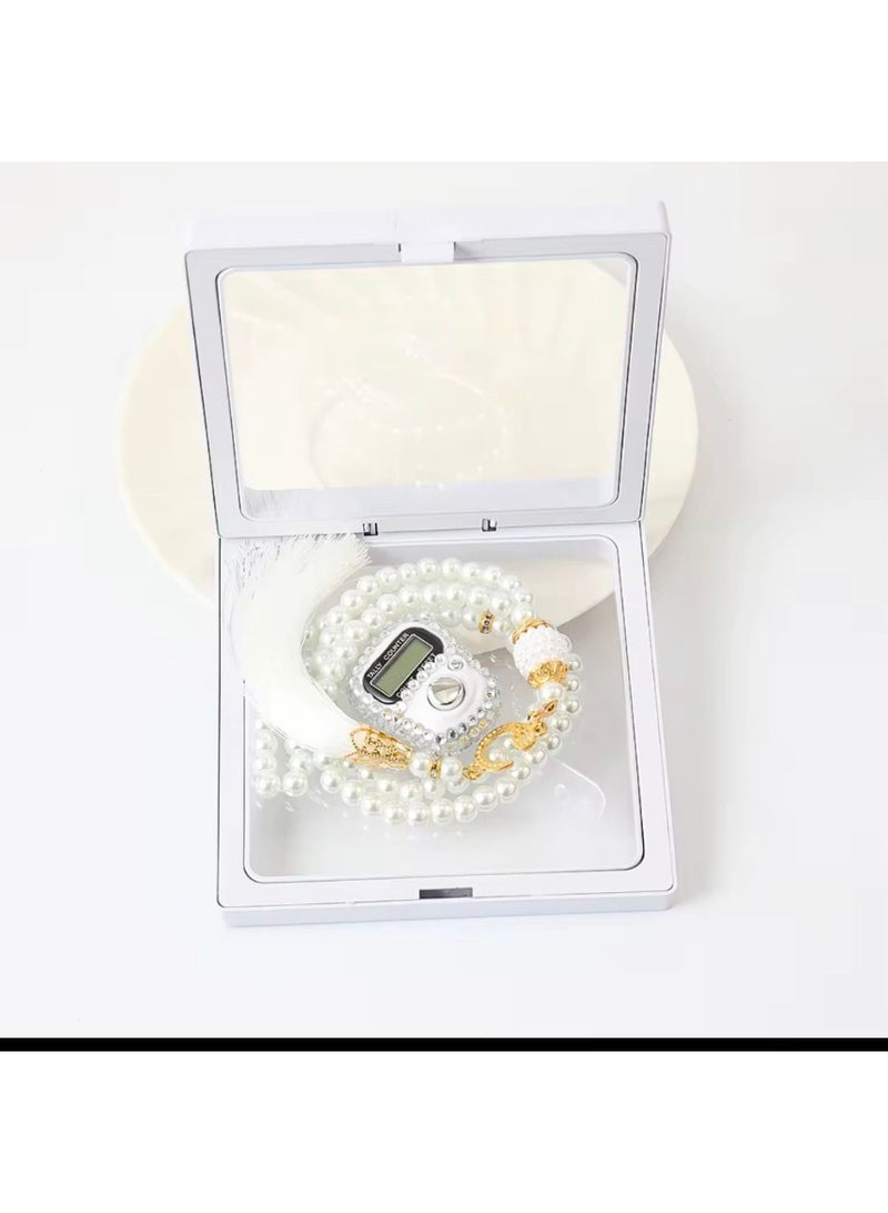 Prayer beads set with electronic counter - elegant design inside a gift box (white) - Image 2